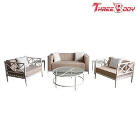 Porcellana 4 Seater fuori della Tabella e delle sedie, sofà di alluminio della struttura bianca messo per l&#039;hotel del patio fabbrica