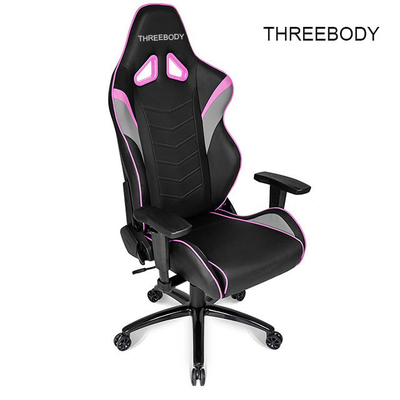 360 Degree Swivel Black And Purple Gaming Chair , Mobile Comfortable Gaming Chair