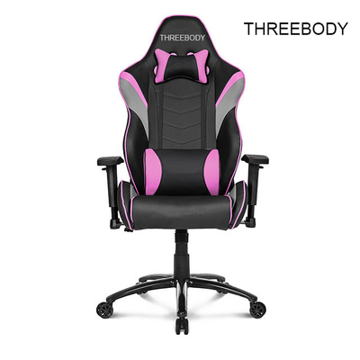 360 Degree Swivel Black And Purple Gaming Chair , Mobile Comfortable Gaming Chair